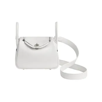 HERMES Lindy Swift Calfskin Handbag Shoulder Bag Crossbody Bag Mini Women's 01 Blanc Pure White
