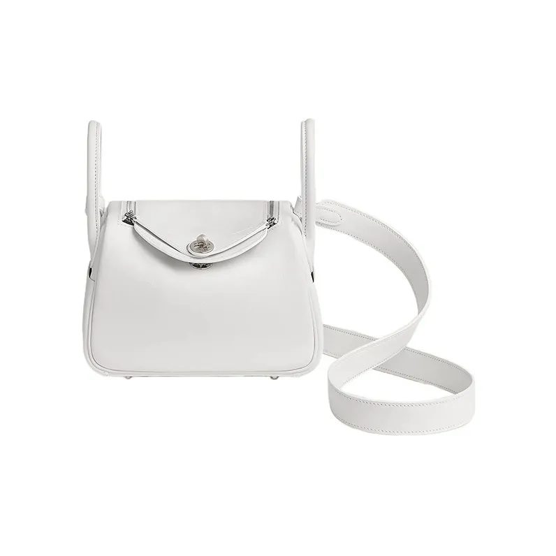 HERMES Lindy Swift Calfskin Handbag Shoulder Bag Crossbody Bag Mini Women's 01 Blanc Pure White-0