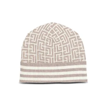 BALMAIN Monogram Embroidered Wool Beanie