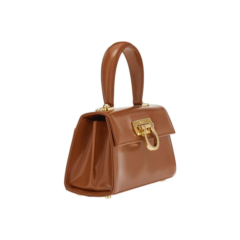 FERRAGAMO Cow Leather Shoulder Bag Crossbody Bag Handbag Women's Brown-2