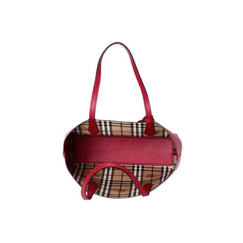 Burberry Calfskin Tote Bag Shopping Bag Handbag Shoulder Bag Women's Red-3