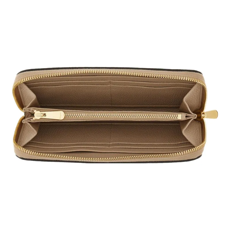 FERRAGAMO GANCINI Cow Leather Wallet Women's Beige-3