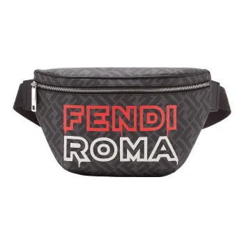 FENDI Cotton Fabric Shoulder Bag Crossbody Bag Sling Bag Fanny Pack Men's Gray