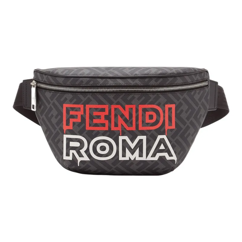 FENDI Cotton Fabric Shoulder Bag Crossbody Bag Sling Bag Fanny Pack Men's Gray-0