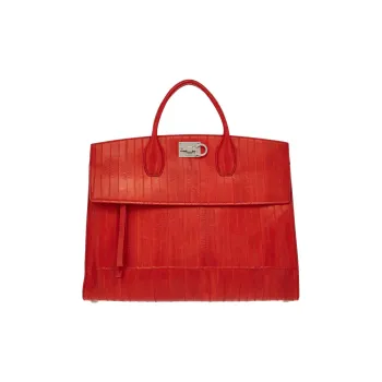 FERRAGAMO Studio Cow Leather Tote Bag Shopping Bag Handbag Men's Red