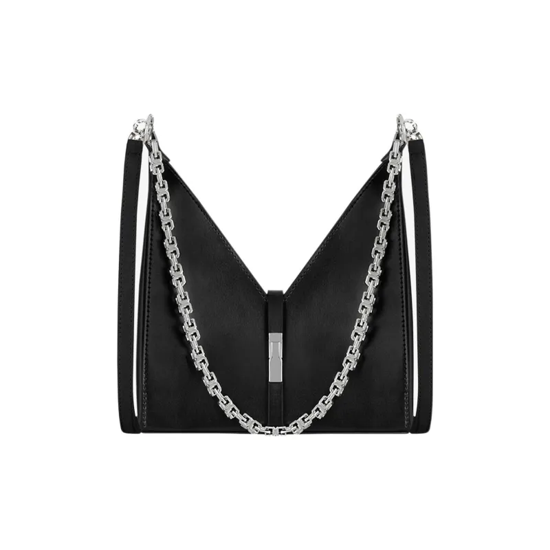 Givenchy Small Cut Out Bag In Box Leather With Chain Black-0