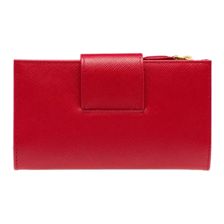 PRADA Saffiano Leather Wallet Small Size Women's Red-1