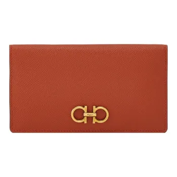 FERRAGAMO GANCINI Cow Leather Wallet Women's Orange