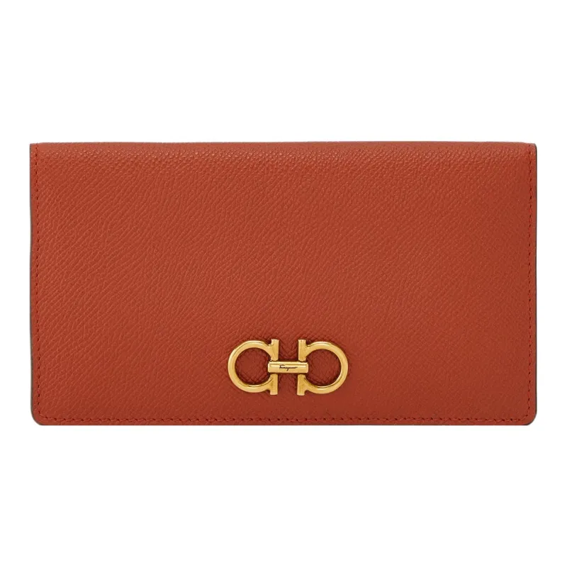 FERRAGAMO GANCINI Cow Leather Wallet Women's Orange-0
