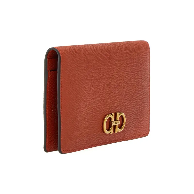 FERRAGAMO GANCINI Cow Leather Wallet Women's Orange-2
