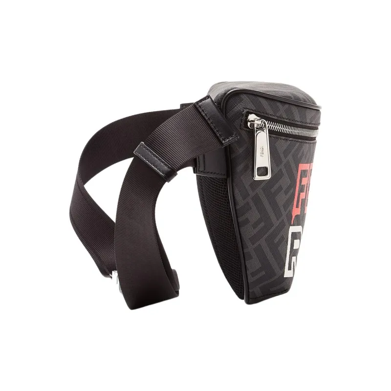 FENDI Cotton Fabric Shoulder Bag Crossbody Bag Sling Bag Fanny Pack Men's Gray-3