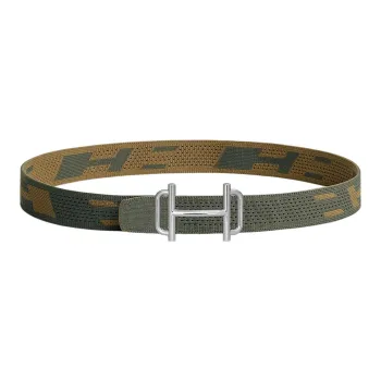 HERMES Leather Belts Men Gray Green/Dark Green Brown