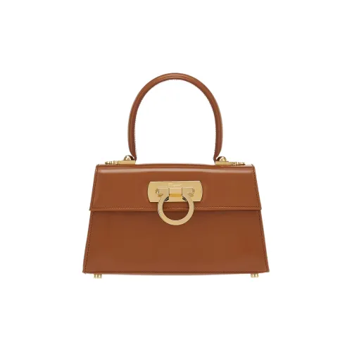 FERRAGAMO Cow Leather Shoulder Bag Crossbody Bag Handbag Women's Brown