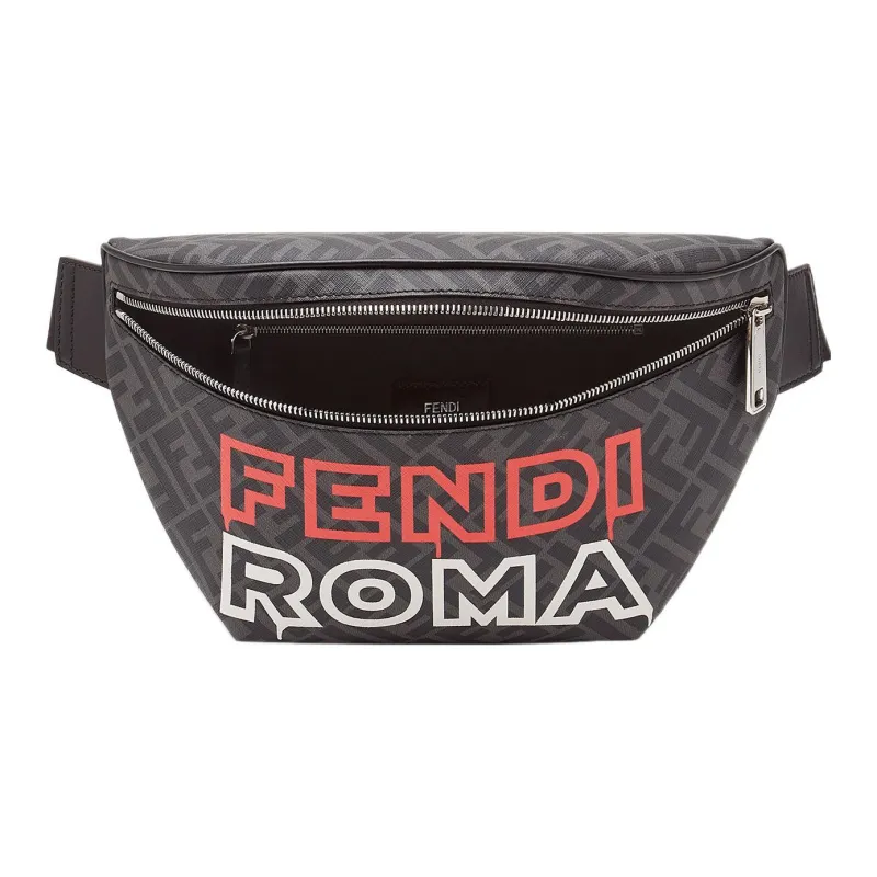 FENDI Cotton Fabric Shoulder Bag Crossbody Bag Sling Bag Fanny Pack Men's Gray-2
