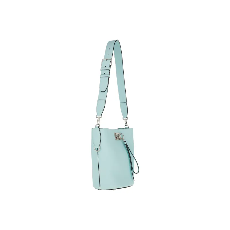 FERRAGAMO Studio Natural Grained Calfskin Bucket Bag Portable Crossbody Bag Shoulder Bag Women's Light Aqua Green-2