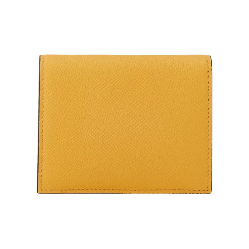 FERRAGAMO GANCINI Stamped Calfskin Wallet Small Size Women's Yellow-1