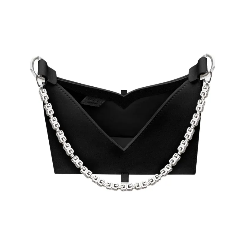 Givenchy Small Cut Out Bag In Box Leather With Chain Black-4