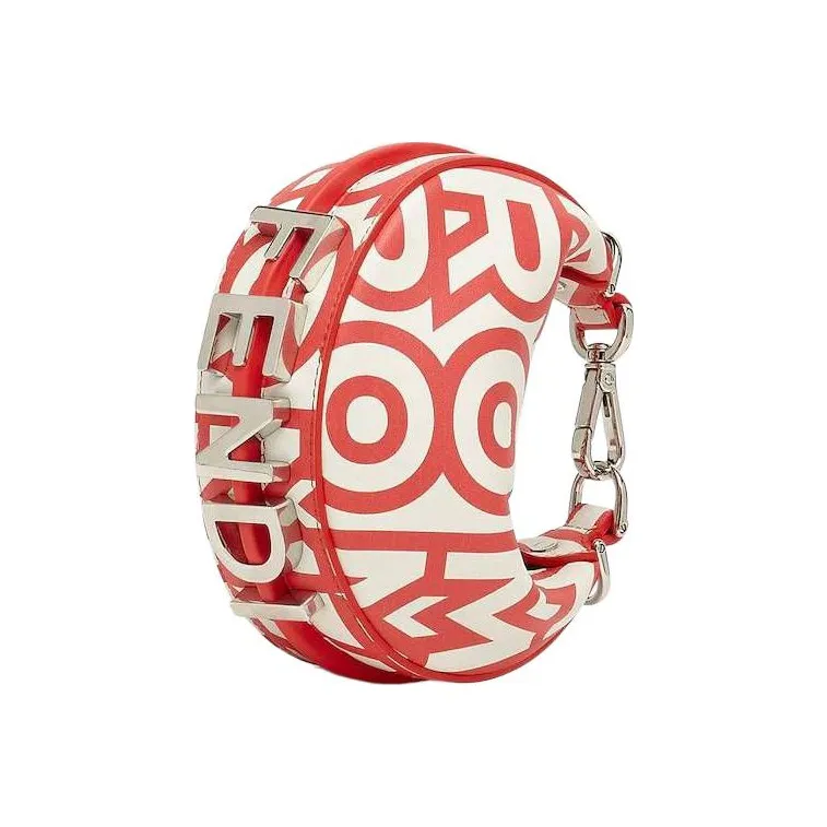 FENDI Fendigraphy Calfskin Crescent Bag Handbag Wrist Bag Extra Mini Women's Red/White-0