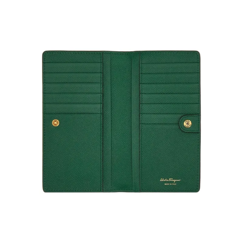FERRAGAMO GANCINI Cow Leather Wallet Women's Deep Bright Green-3