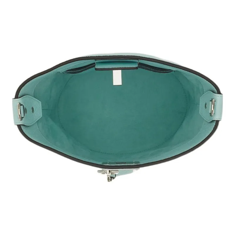 FERRAGAMO Studio Natural Grained Calfskin Bucket Bag Portable Crossbody Bag Shoulder Bag Women's Light Aqua Green-3