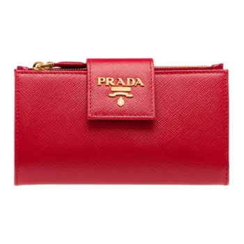 PRADA Saffiano Leather Wallet Small Size Women's Red