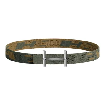 HERMES Leather Belts Men Gray Green/Dark Green Brown