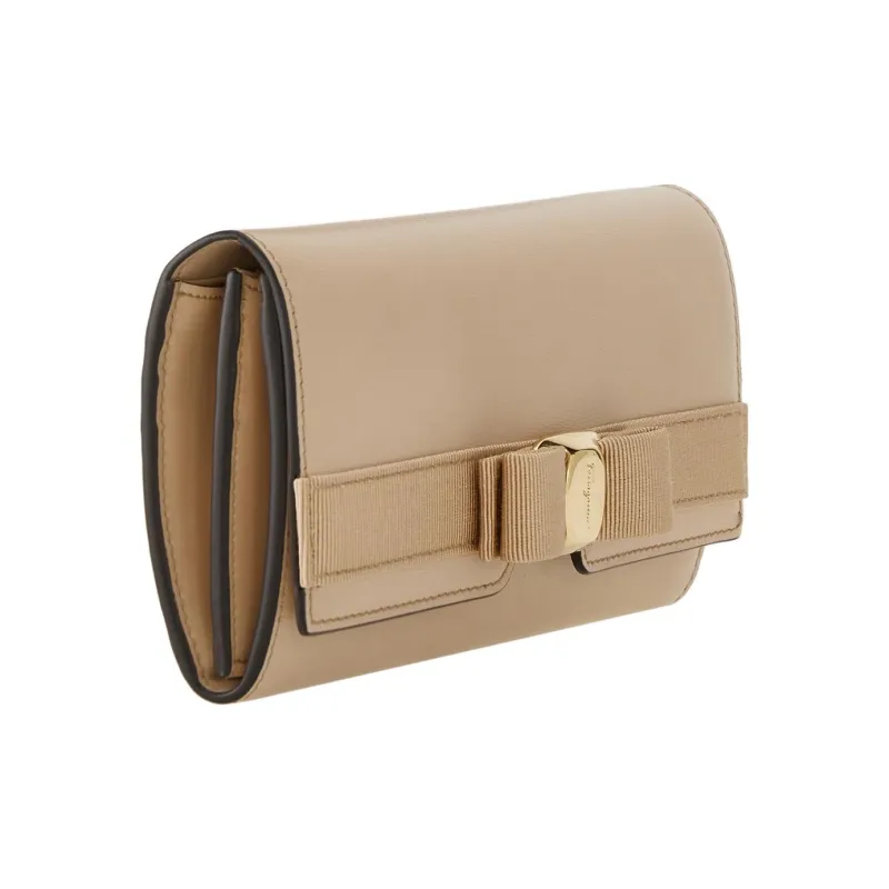 FERRAGAMO Vara Calfskin Wallet Women's Coffee-2