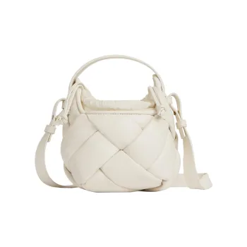 Bottega Veneta Lambskin Portable Crossbody Bag, Shoulder Bag Small Size Women's White