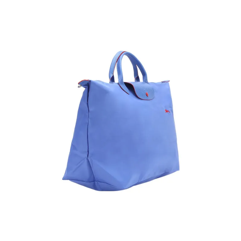 LONGCHAMP Le Pliage Cow Leather Trim Dumpling Bag Travel Bag Handbag Large Size Women's Blue Purple-2