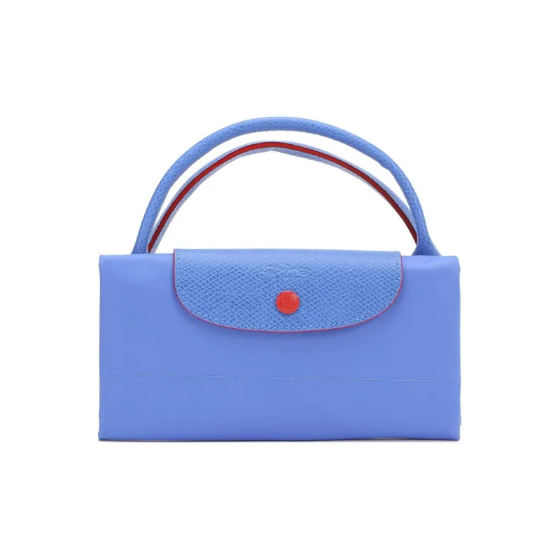 LONGCHAMP Le Pliage Cow Leather Trim Dumpling Bag Travel Bag Handbag Large Size Women's Blue Purple-3