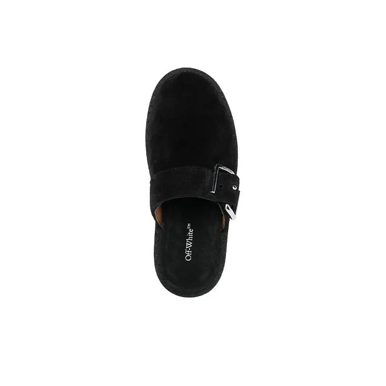 OFF WHITE Spongesole Clogs Black Suede-2