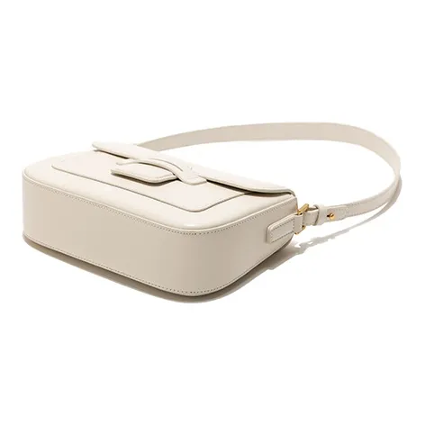 GXFMOD Cow Leather Shoulder Bag, Small Square Bag, Crossbody Bag, Shoulder Bag Medium Size Women's Ecru Milk Tea Yellow-4