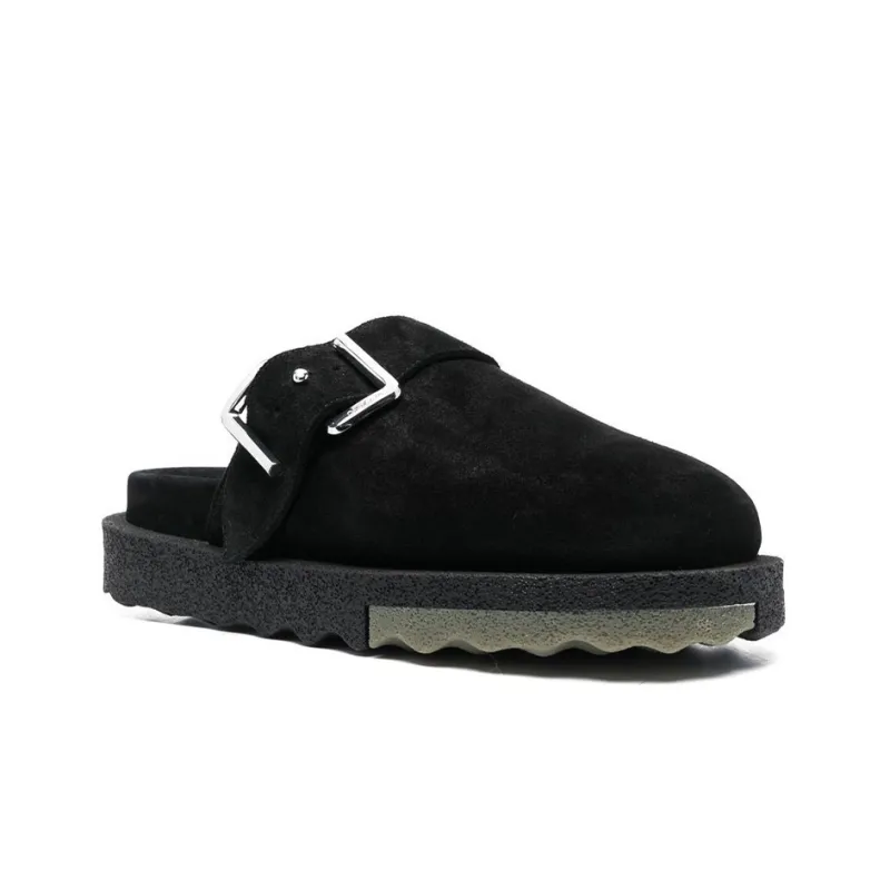 OFF WHITE Spongesole Clogs Black Suede-1