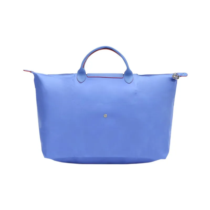 LONGCHAMP Le Pliage Cow Leather Trim Dumpling Bag Travel Bag Handbag Large Size Women's Blue Purple-1