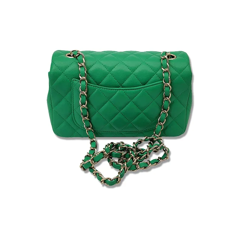 CHANEL Classic Flap CF Sheepskin Shoulder Bag, Crossbody Bag Trumpets Women's Bamboo Green-3
