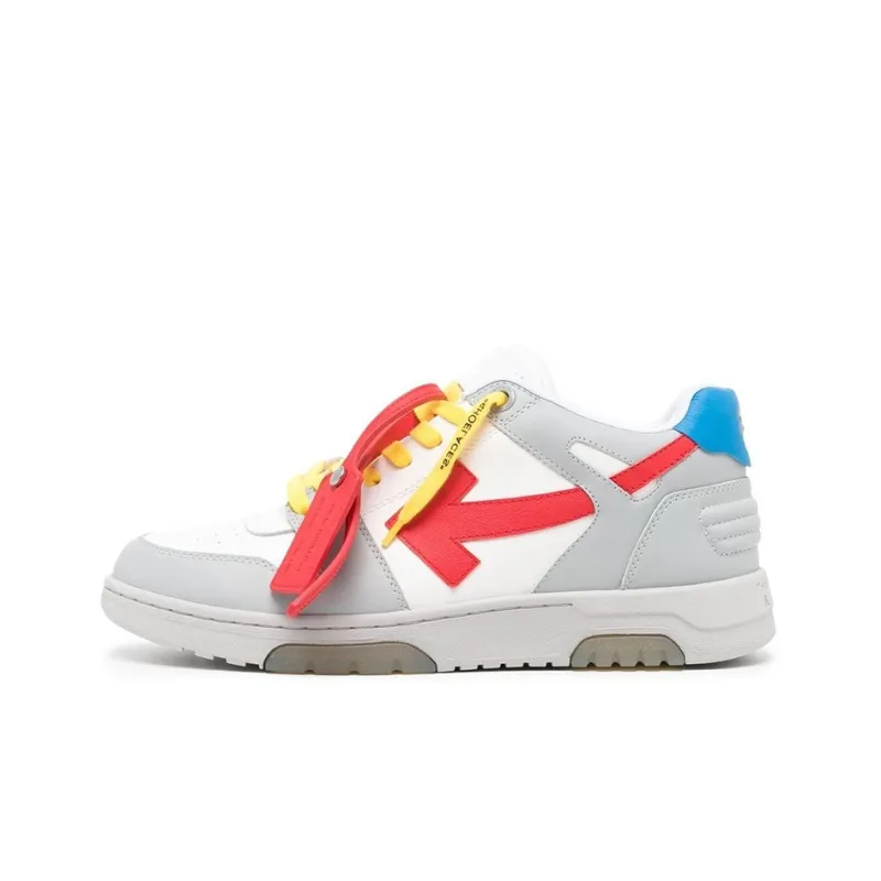 OFF-WHITE Out Of Office Low-Top Stylish Skateboarding Shoes Men's Red Gray-0