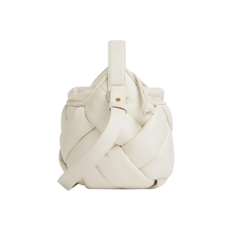 Bottega Veneta Lambskin Portable Crossbody Bag, Shoulder Bag Small Size Women's White-1