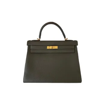 HERMES Kelly Togo Calfskin Shoulder Bag Crossbody Bag Handbag Women's C6 Vert De Gris Gray Green