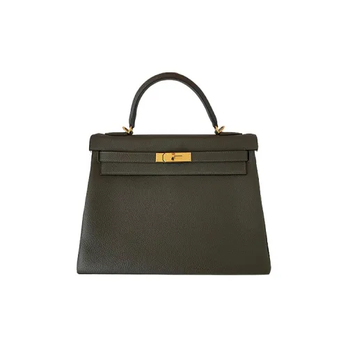 HERMES Kelly Togo Calfskin Shoulder Bag Crossbody Bag Handbag Women's C6 Vert De Gris Gray Green