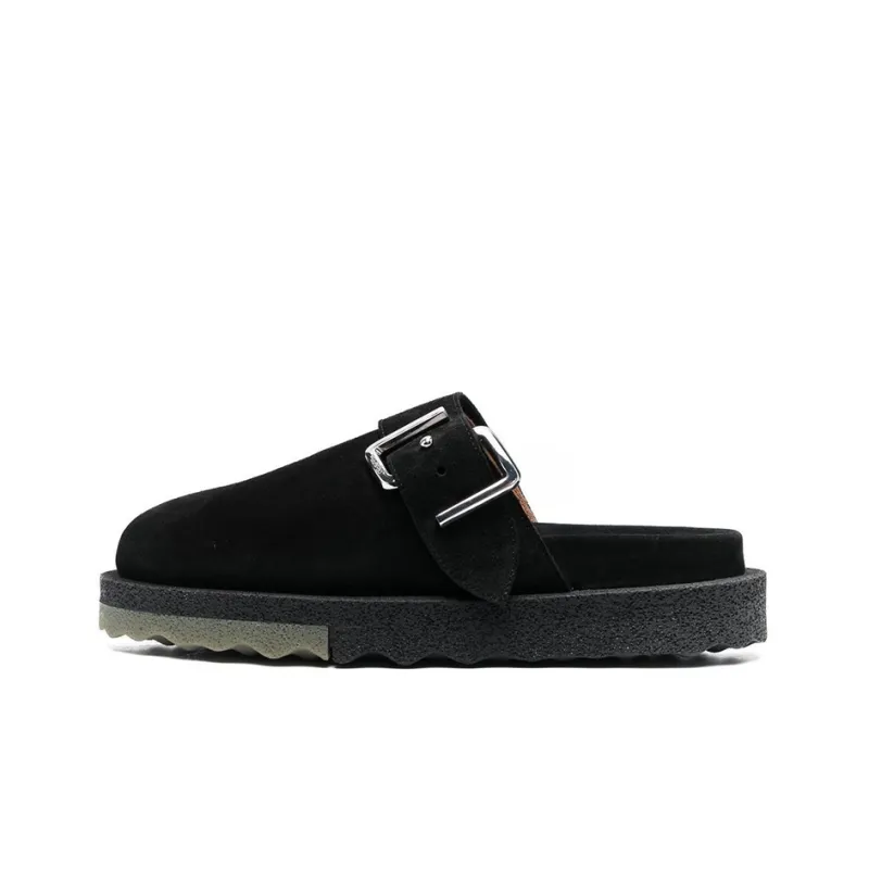 OFF WHITE Spongesole Clogs Black Suede-0