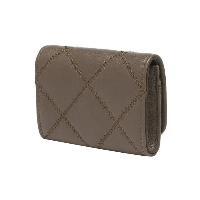 TORY BURCH TB Willa Leather Business Card Holder, Wallet Card Holder Women's Volcano Gray-3