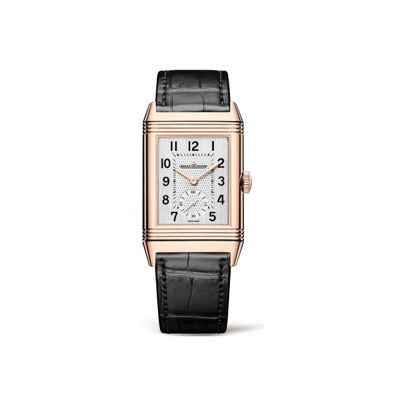 JAEGER-LECOULTRE REVERSO Manual Mechanical Movement Men's Watch 47*28.3mm White Dial 18K Rose Gold Watch Case-0