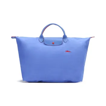 LONGCHAMP Le Pliage Cow Leather Trim Dumpling Bag Travel Bag Handbag Large Size Women's Blue Purple