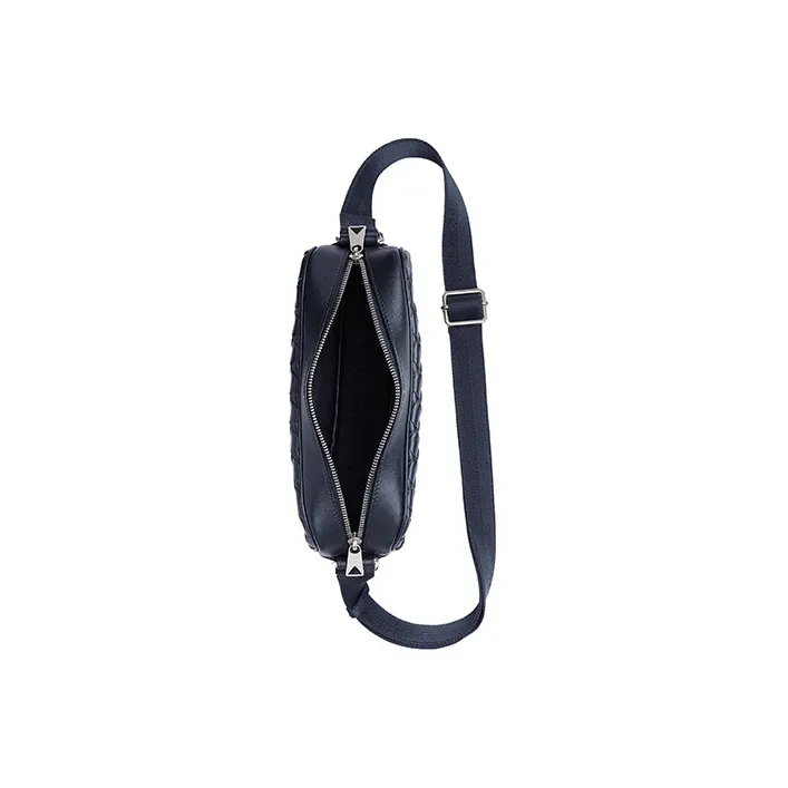 Bottega Veneta Intrecciato Cow Leather With Textile Camera Bag Shoulder Bag Crossbody Bag Small Size Men's Dark Blue-2