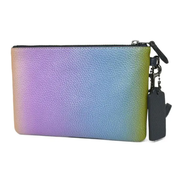 COACH Pouch Leather Clutch Wrist Bag Mini Women's Gradient Blue & Gradient Purple-2