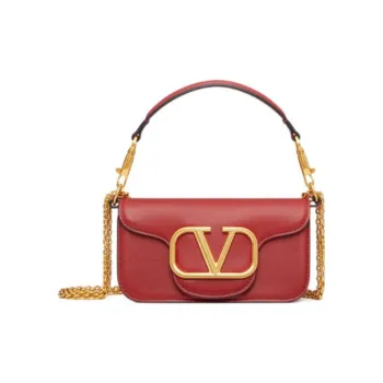 Valentino Locò Calfskin Shoulder Bag Crossbody Bag Handbag Mini Women's Red