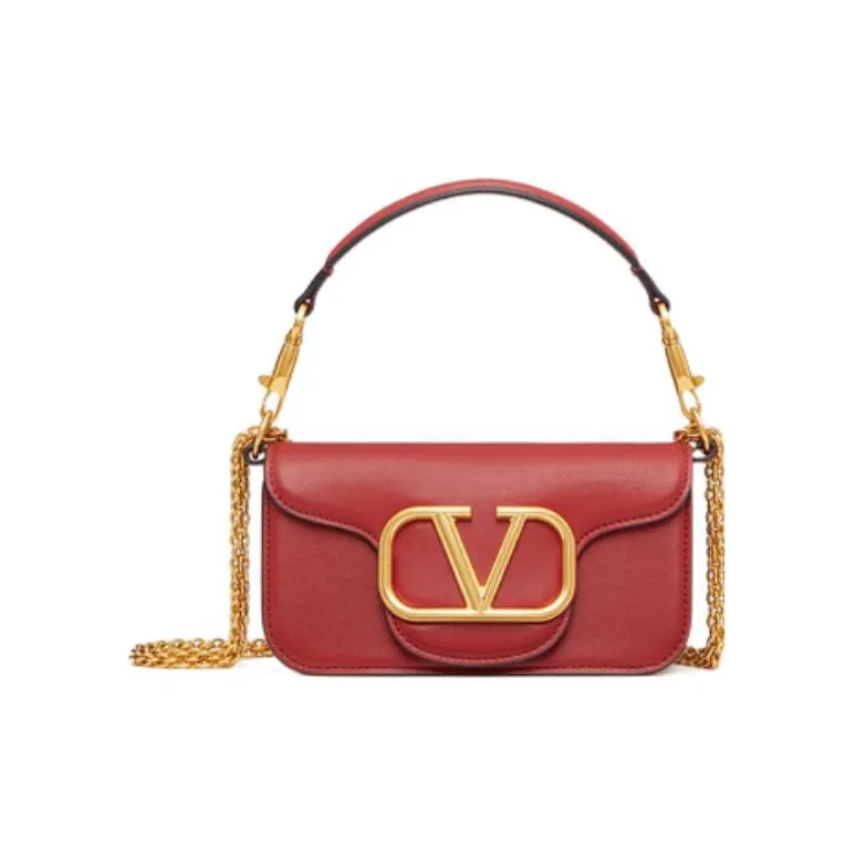 Valentino Locò Calfskin Shoulder Bag Crossbody Bag Handbag Mini Women's Red-0