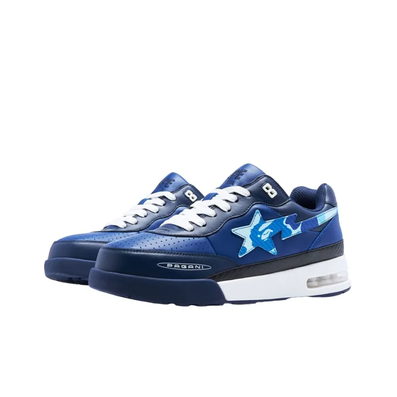 A BATHING APE X Pagani Road Sta Leather Low 'Blue'-2