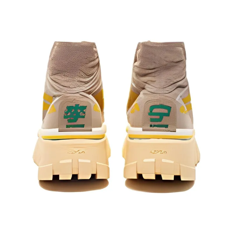 LiNing Wave BOOT Cushioning Anti Slip Wear Resistant Breathability High Top Casual Shoes Men's Apricot Yellow-2