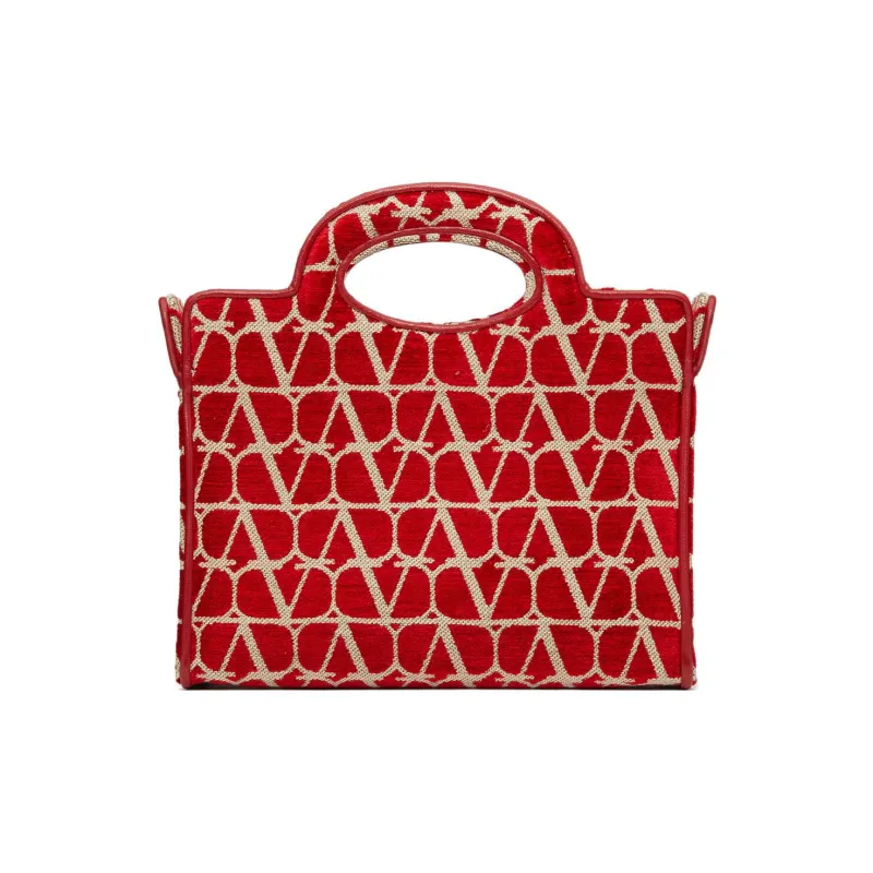 Valentino Fabric Tote Bag Shopping Bag Handbag Small Size Women's Red-2